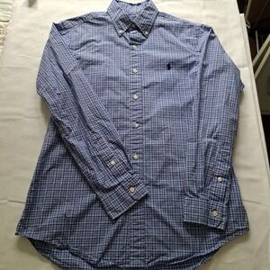 Polo Ralph Lauren Mens Classic Fit Plaid Button Down Shirt Blue Purple Size M‎